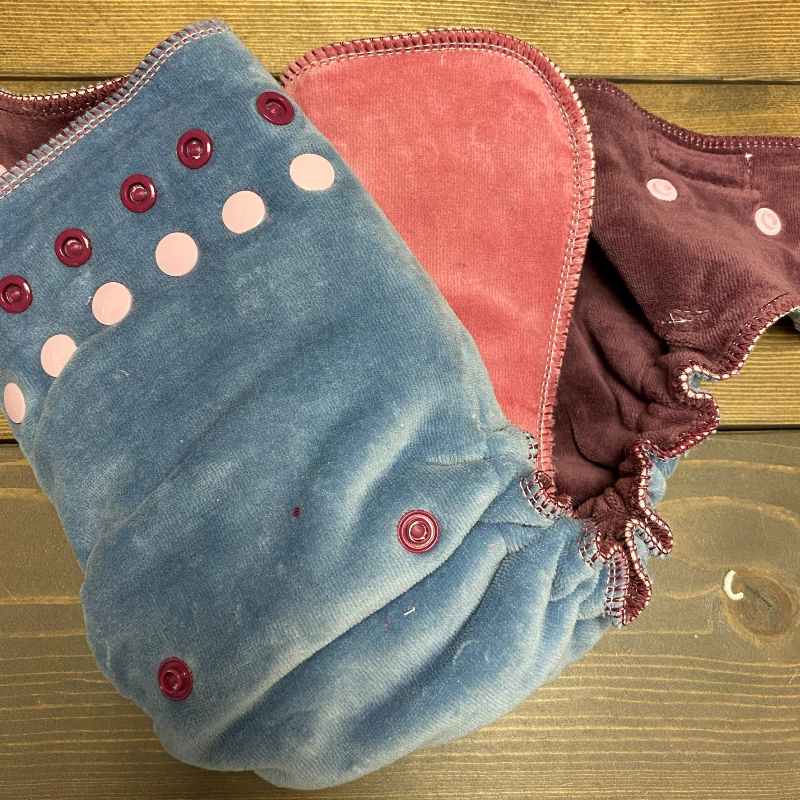 Denim cotton velour /w plum cotton inner & rose cotton soakers - serged Sleepytime