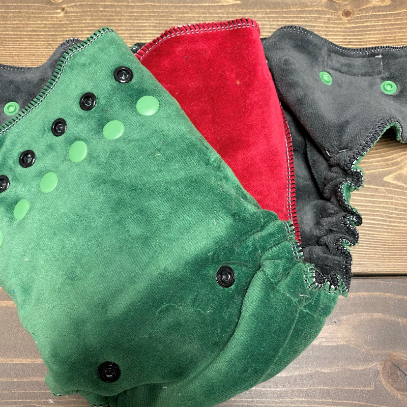 Forest cotton velour /w black cotton inner & red cotton soakers - serged Sleepytime