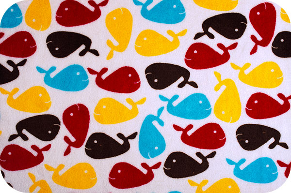 3.8yd x 60" Red Whales - MINKY fabric