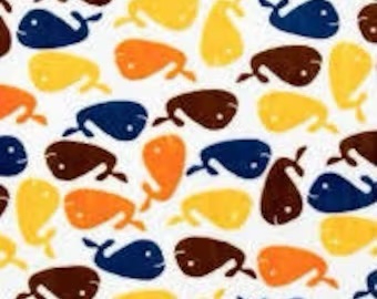2.78yd x 60" Orange Whales - MINKY fabric