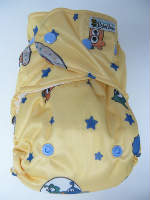 Yellow Aliens /w blue cotton velour soakers - PUL Ai2