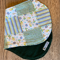 Quilt Squares on Green Flannel Burp
