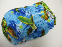 Turtles /w blue cotton velour - Designer Woven Hidden PUL Ai2