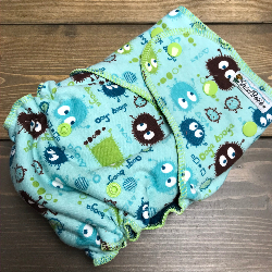 Aqua Ooga /w teal cotton velour - serged multi-size