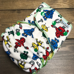 Robots /w yellow organic bamboo velour - serged multi-size