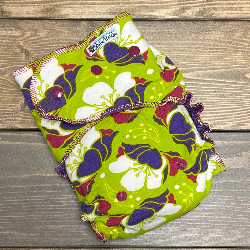 Michael Miller Lime Floral /w purple organic bamboo velour - serged multi-size