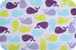 4.42yd x 60" Lilac Whales - MINKY fabric