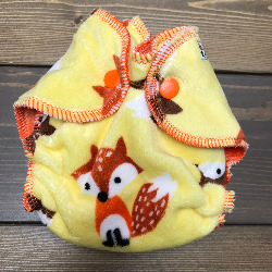 Yellow Fox Minky /w orange organic bamboo velour - newborn