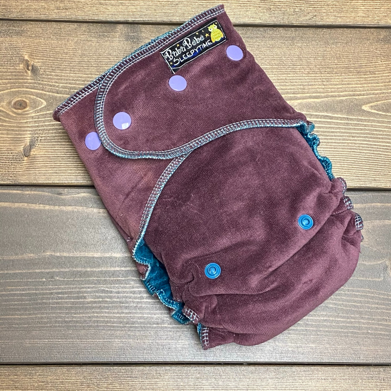 Plum cotton velour /w teal cotton inner & Violet cotton soakers - serged Sleepytime