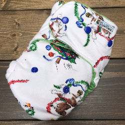 Christmas Puppies /w green organic bamboo velour - T&T multi-size
