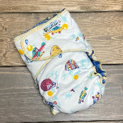 Balloons /w blue organic bamboo velour - serged multi-size