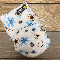 Blue Flower Minky /w chocolate bamboo velour - serged Sleepytime