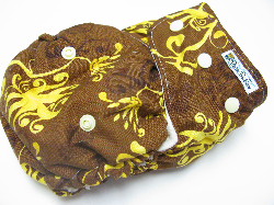 Milk Chocolate Rochelle /w lemon organic bamboo velour soakers - Designer Woven Hidden PUL Ai2
