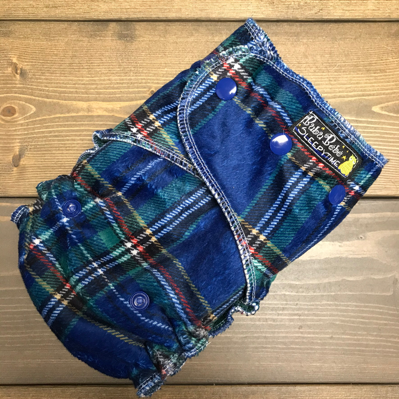 Navy Plaid Minky W Green Cotton Velour Serged Sleepytime Bububebe Online Shop