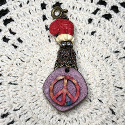 red elephant peace necklace pendant