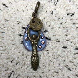 blue-violet flame goddess, enameled necklace pendant