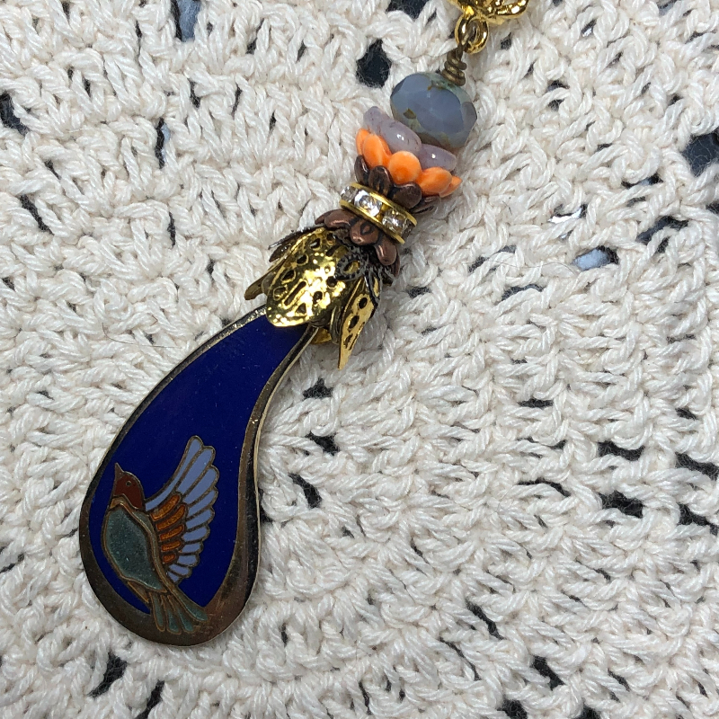 take flight-vintage enameled bird necklace pendant-3