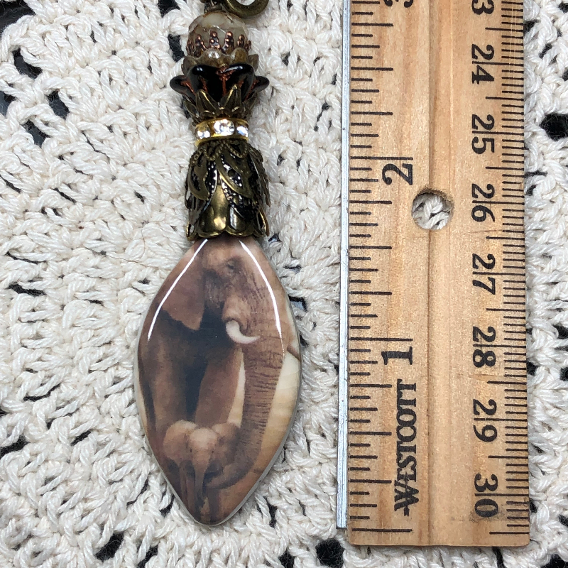 momma's boy elephantkiln fired necklace pendant two