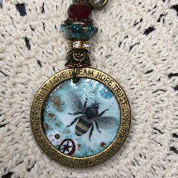 bee-ing galactic enameled necklace pendant