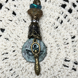 lotus goddess, kiln fired necklace pendant