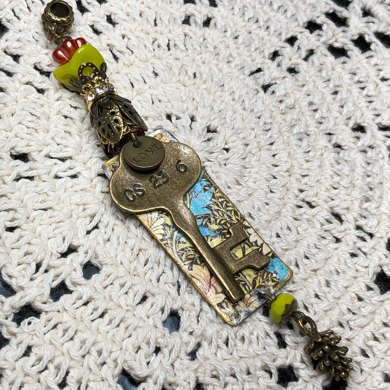 key to nature's garden vintage necklace pendant