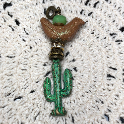southwestern cactus bird necklace pendant