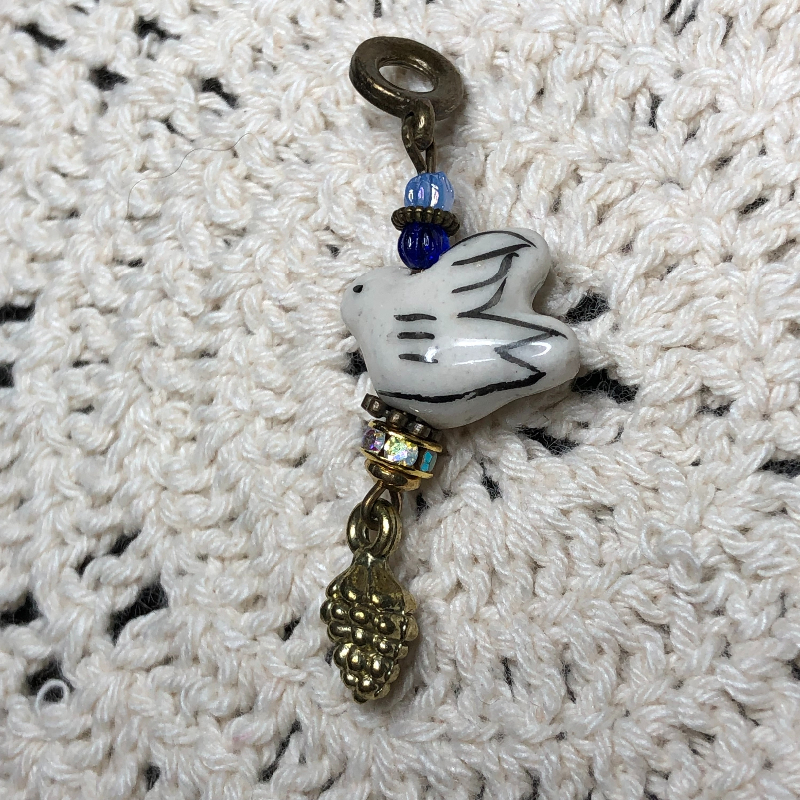 white bird, ceramic bird, necklace pendant