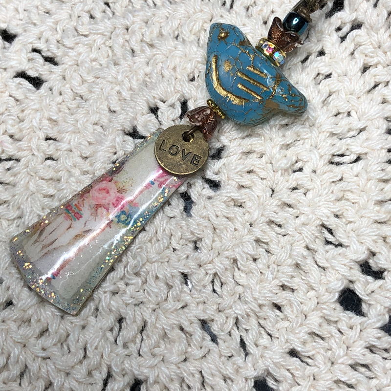 spirit goddess of the roses, vintage pendant & bird necklace pendant