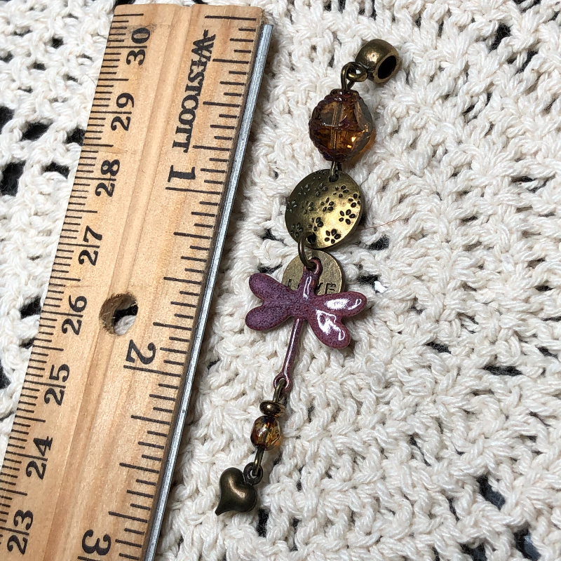 mauve enameled dragonfly necklace pendant