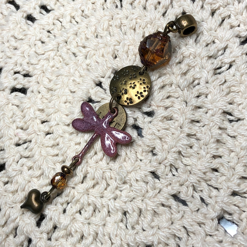 mauve enameled dragonfly necklace pendant