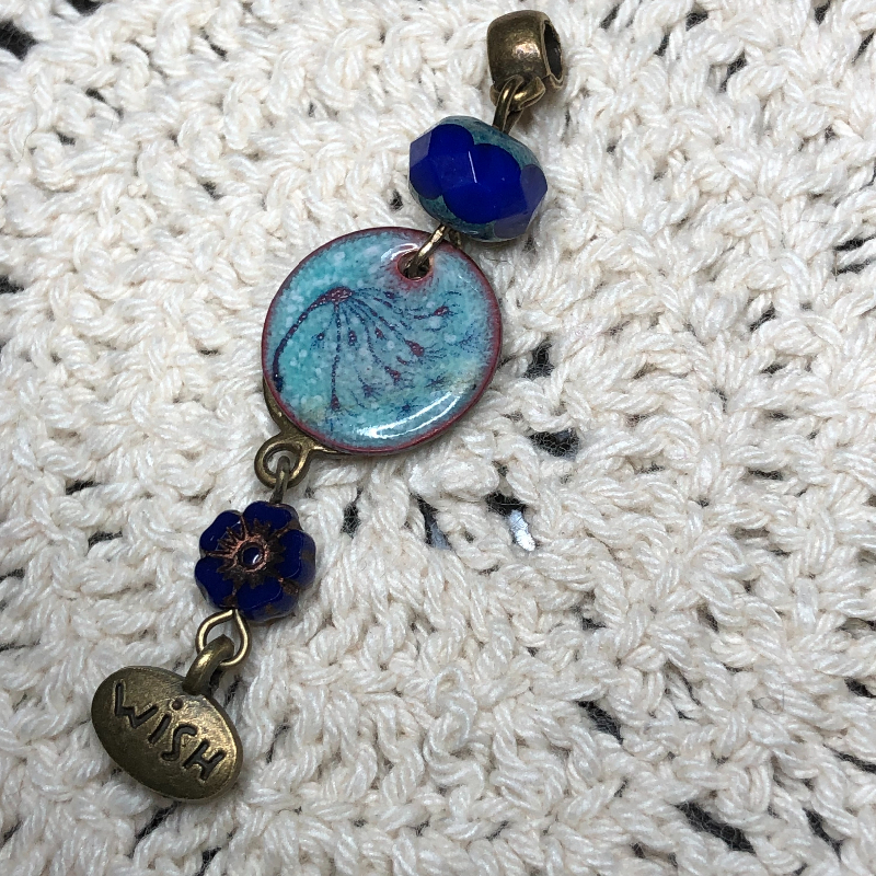 make a wish, enameled dandelion necklace pendant-9