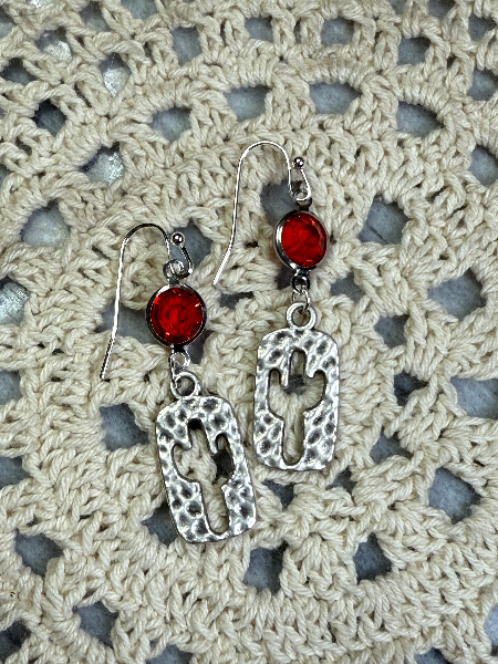 cactus earrings, silver plated