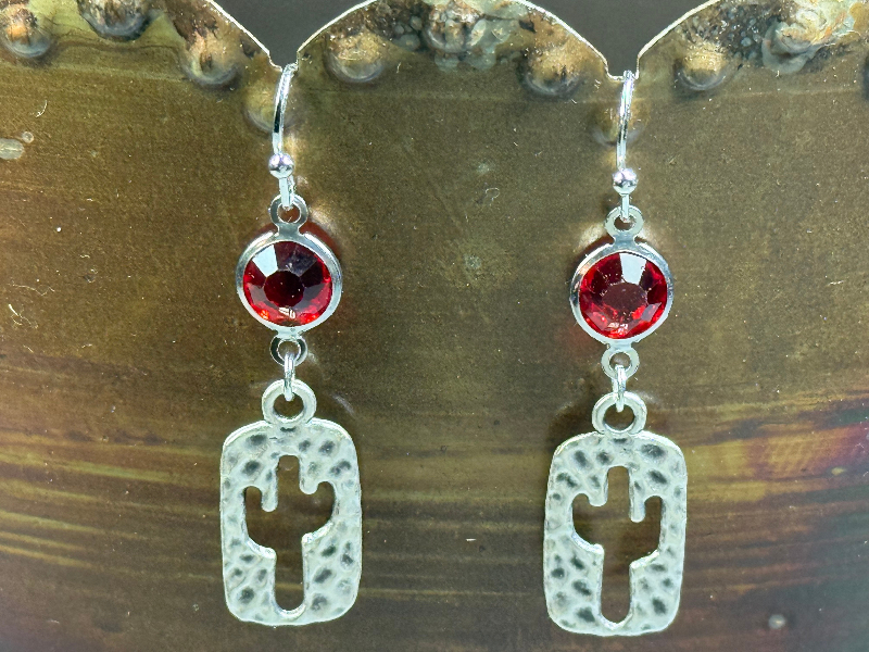 cactus earrings, silver plated