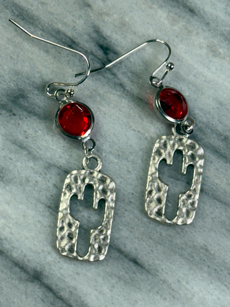 cactus earrings, silver plated
