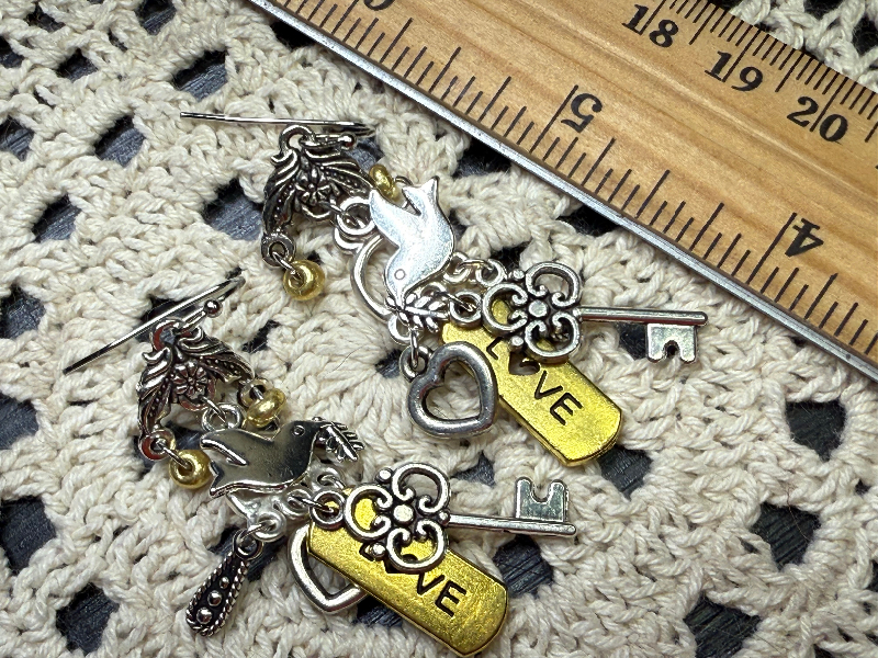 love is the key-bird, charming earrings