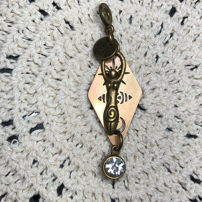 lunar goddess, vintage moon cycle necklace pendant