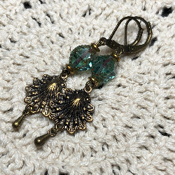 blue ocean bronze shell earrings