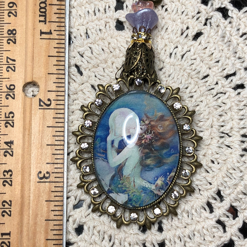 mermaid moon necklace pendant