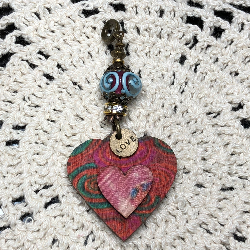 psychedelic wood heart necklace pendant