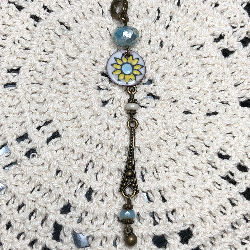 sunshine flower, enameled necklace pendant