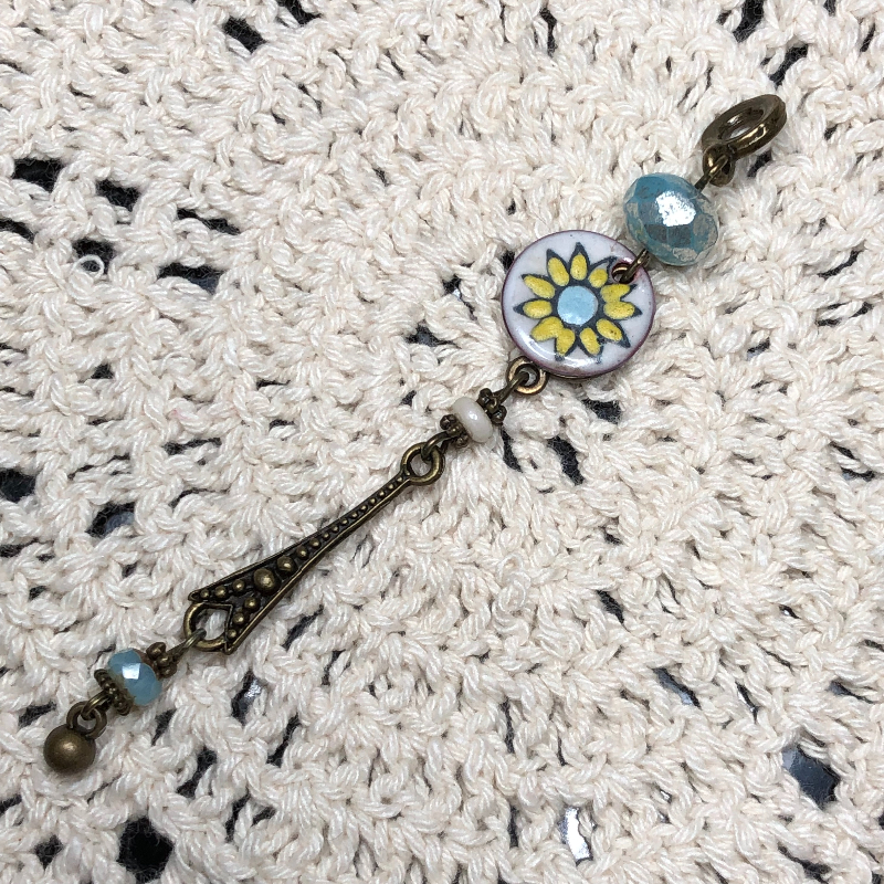 sunshine flower, enameled necklace pendant