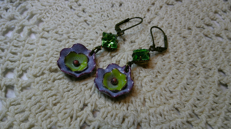 earrings-a saucer full of secrets-vibrant lilac & chartreuse