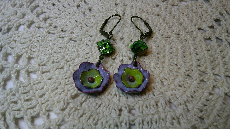 earrings-a saucer full of secrets-vibrant lilac & chartreuse