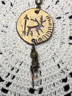 deer shaman, quartz crystal necklace pendant