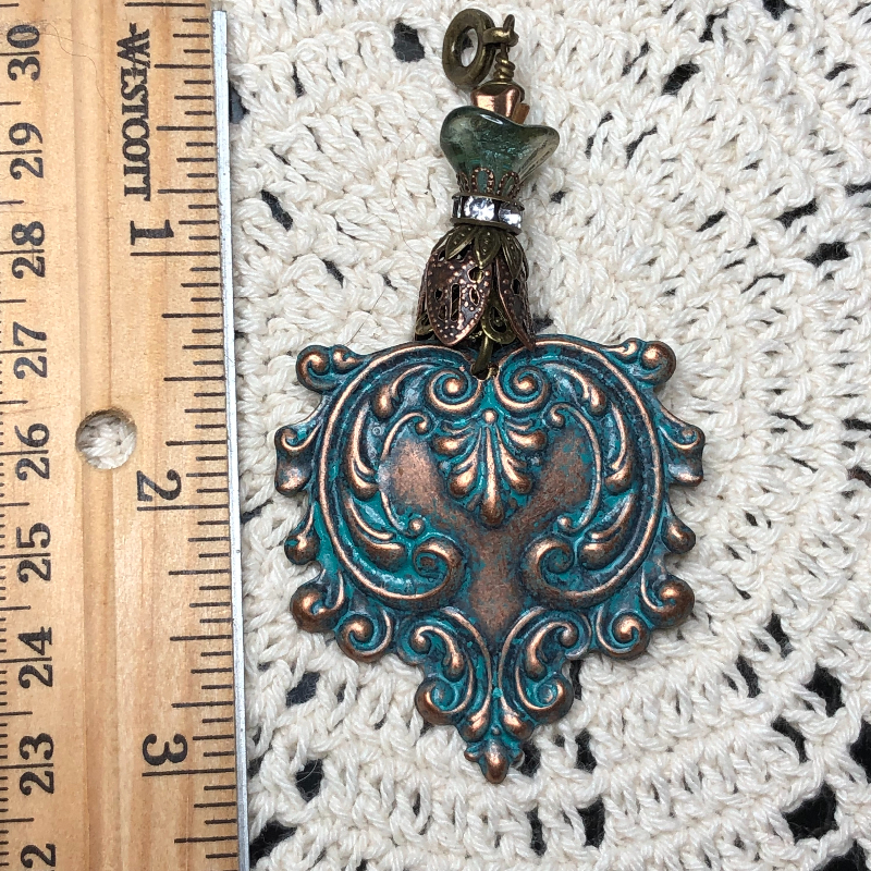vintage victorian heart necklace pendant-2