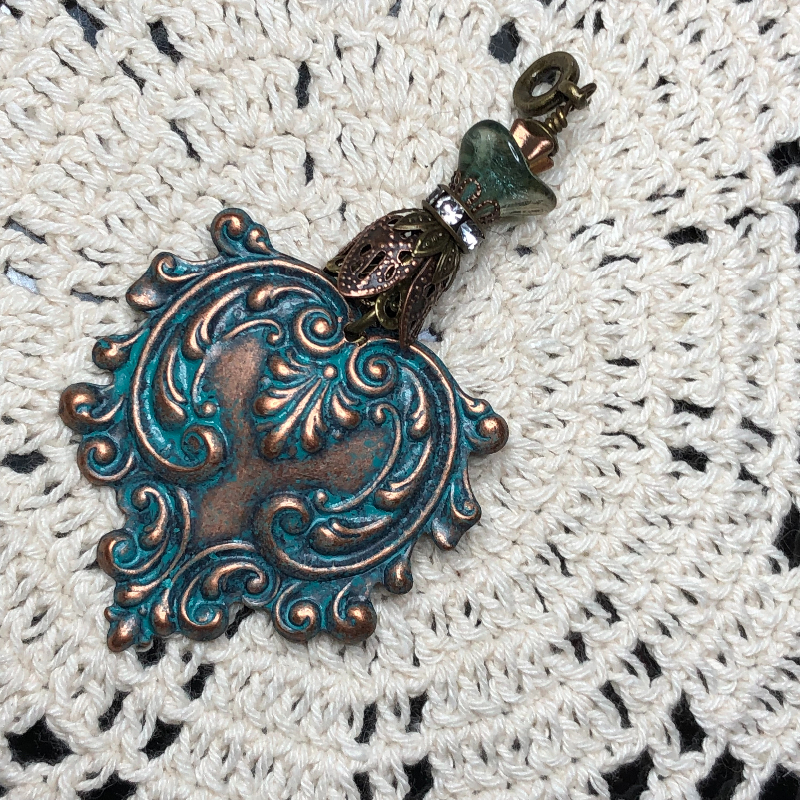 vintage victorian heart necklace pendant-2