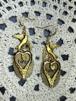 carry love, always bird & heart earrings