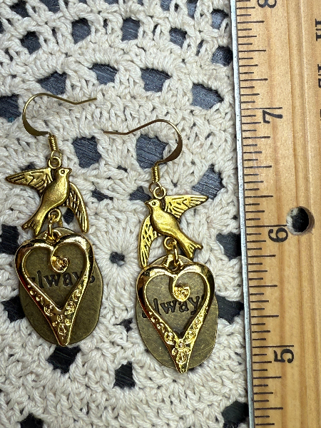 carry love, always bird & heart earrings