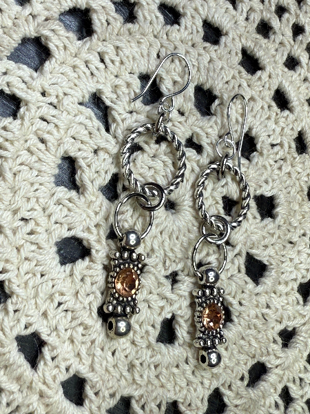 peach rhinestone earrings