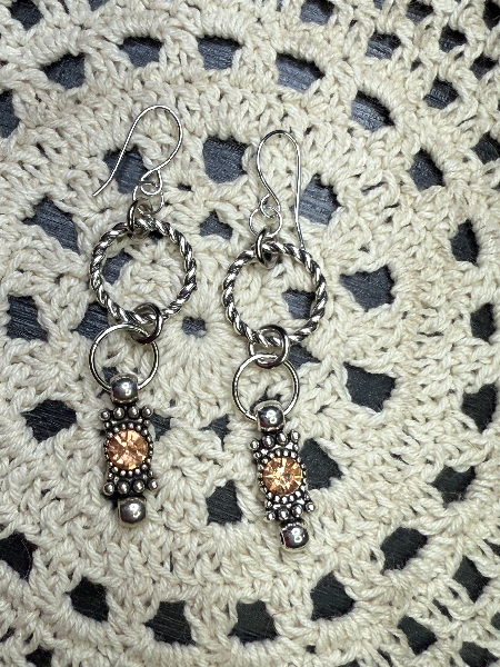 peach rhinestone earrings
